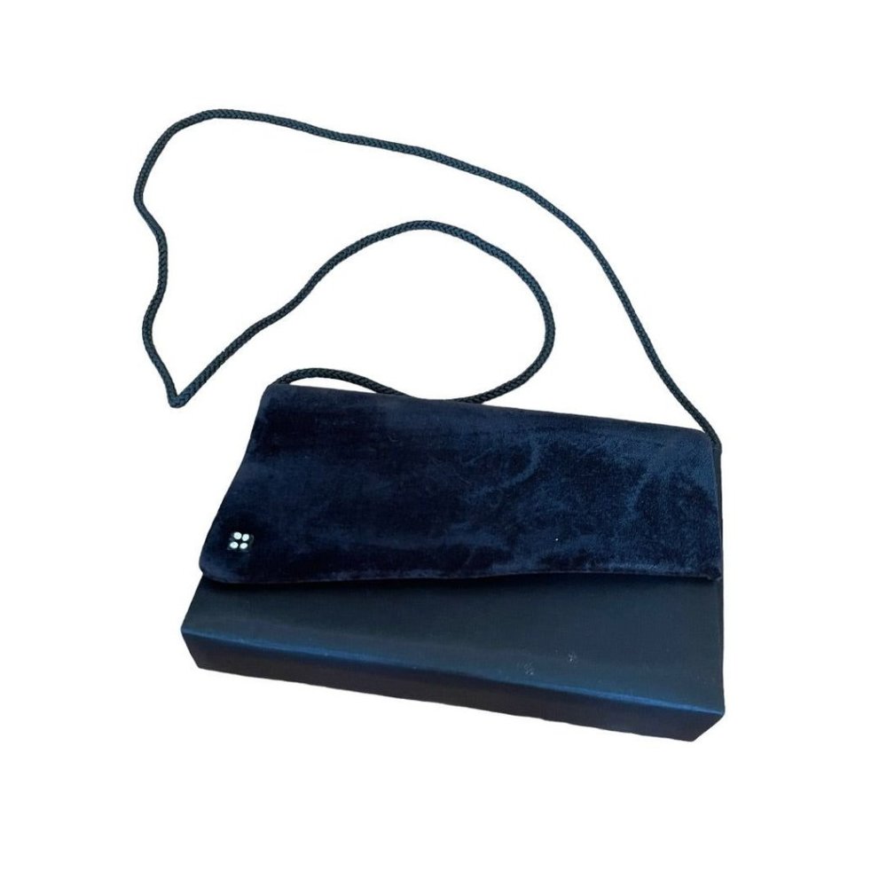 Vintage 1990s La Regale Satin and Velvet Black Evening Bag Clutch‎ Shoulder Bag